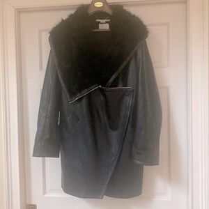 Stella McCartney Oversized vegetarian leather and faux fur jacket.